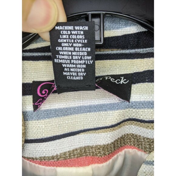 Peck & Peck Striped Jacket LS Open Jacket Size 8 Lined - Picture 4 of 7